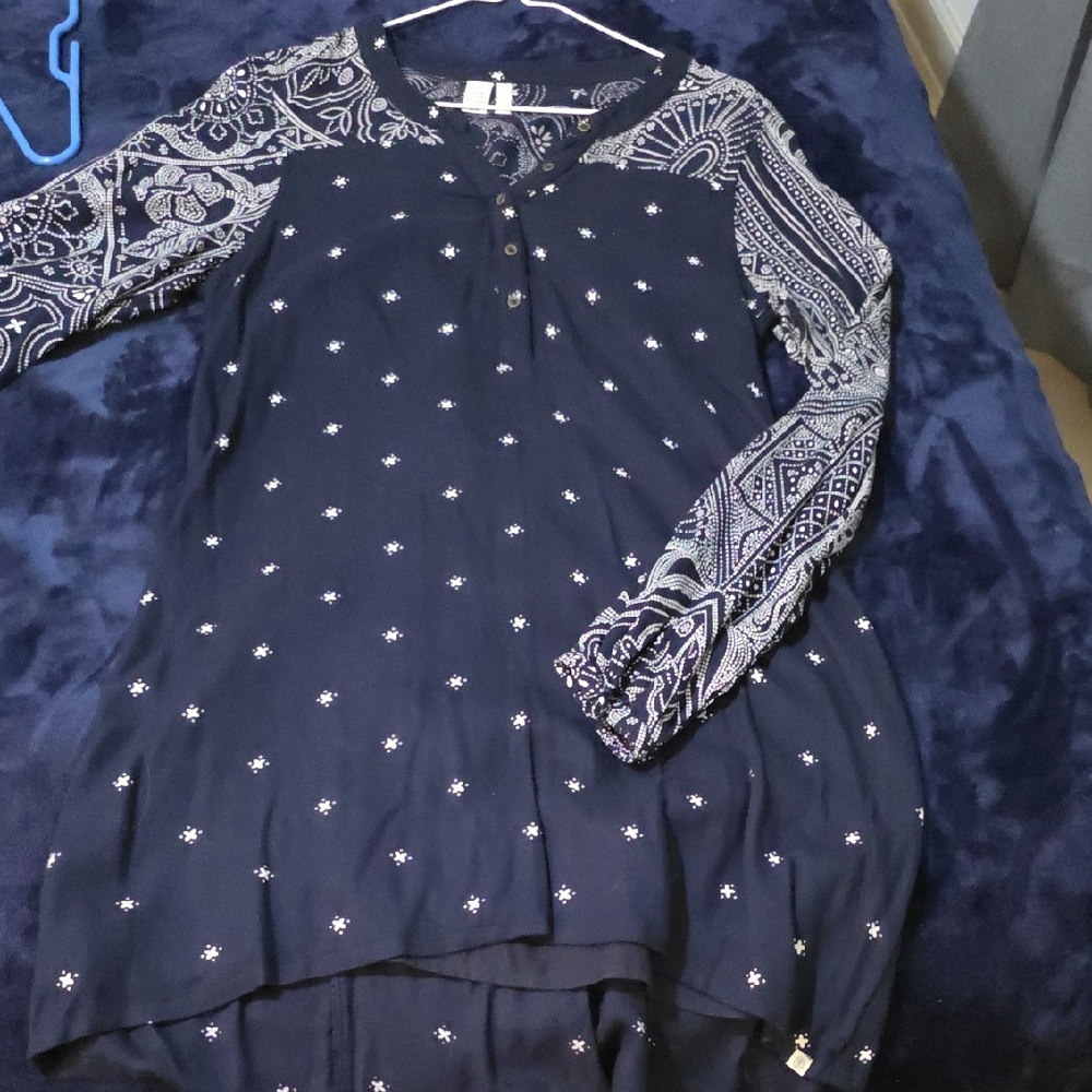 Navy Blue Patterned Women's Dress
